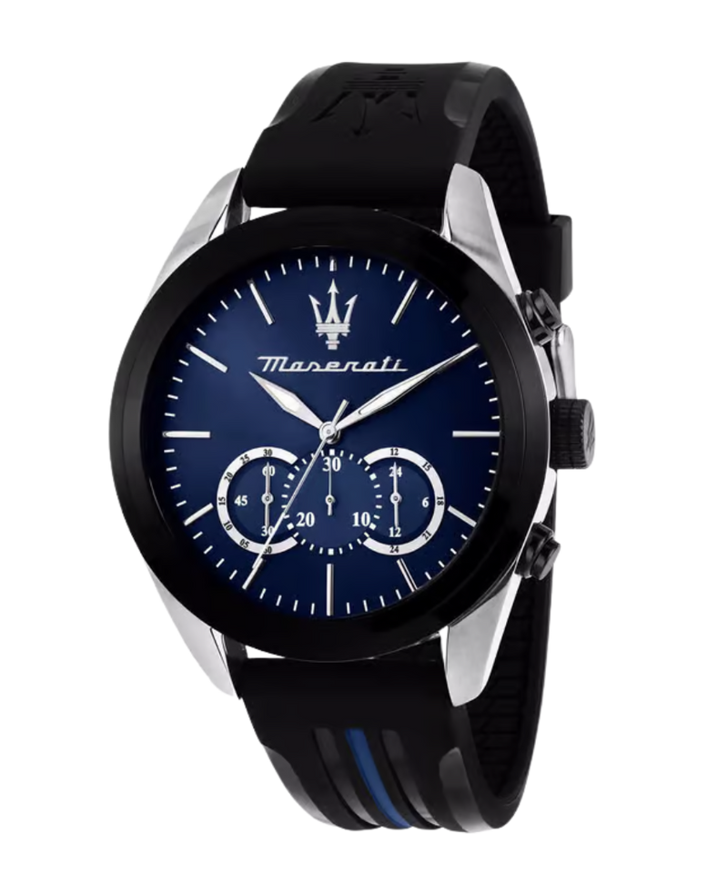 Maserati Traguardo R8871612044 reloj hombre acero cronógrafo esfera azul correa poliuretano