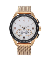 Maserati Traguardo R8873612011 reloj hombre acero oro rosa esfera blanca cronógrafo