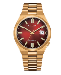 Citizen Eco-Drive NJ0153-82X reloj unisex acero chapado oro rosa esfera roja