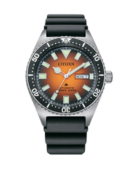 Citizen Promaster NY0120-01Z reloj hombre acero esfera naranja correa caucho