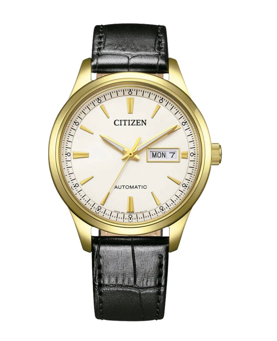 Citizen Eco-Drive NY4059-09A reloj hombre acero chapado oro esfera blanca