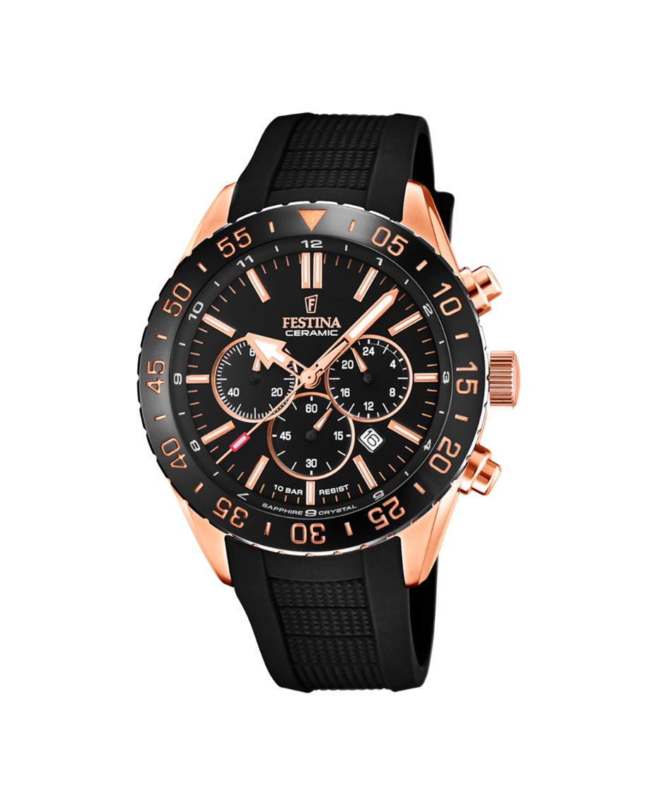 Festina F20516/2 reloj hombre cronógrafo acero inoxidable negro correa caucho