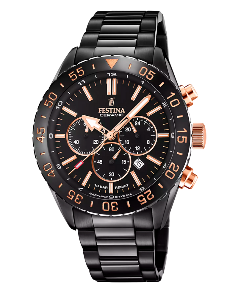 Festina F20577/1 reloj hombre cronógrafo acero plata lavanda esfera negra