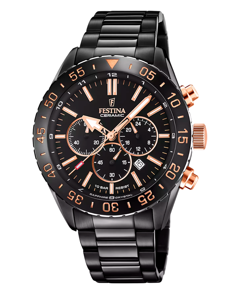 Festina F20577/1 reloj hombre cronógrafo acero plata lavanda esfera negra