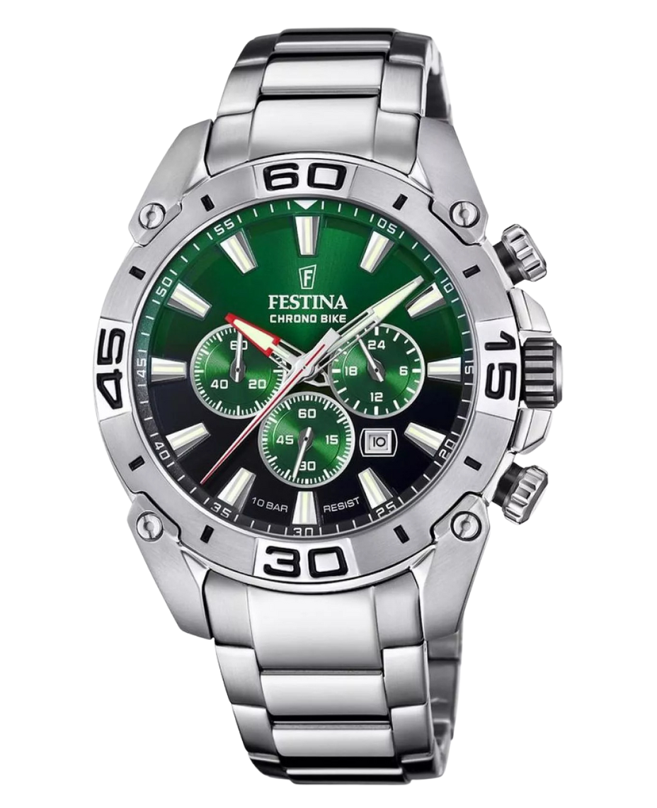 Festina Chrono Bike F20543/3 reloj hombre acero esfera verde cronógrafo deportivo