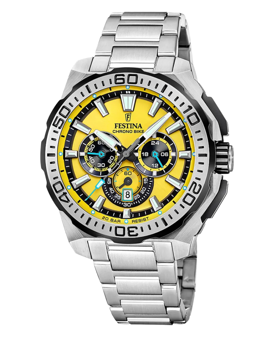 Festina Chrono Bike F20724/4 reloj hombre acero esfera amarilla cronógrafo deportivo