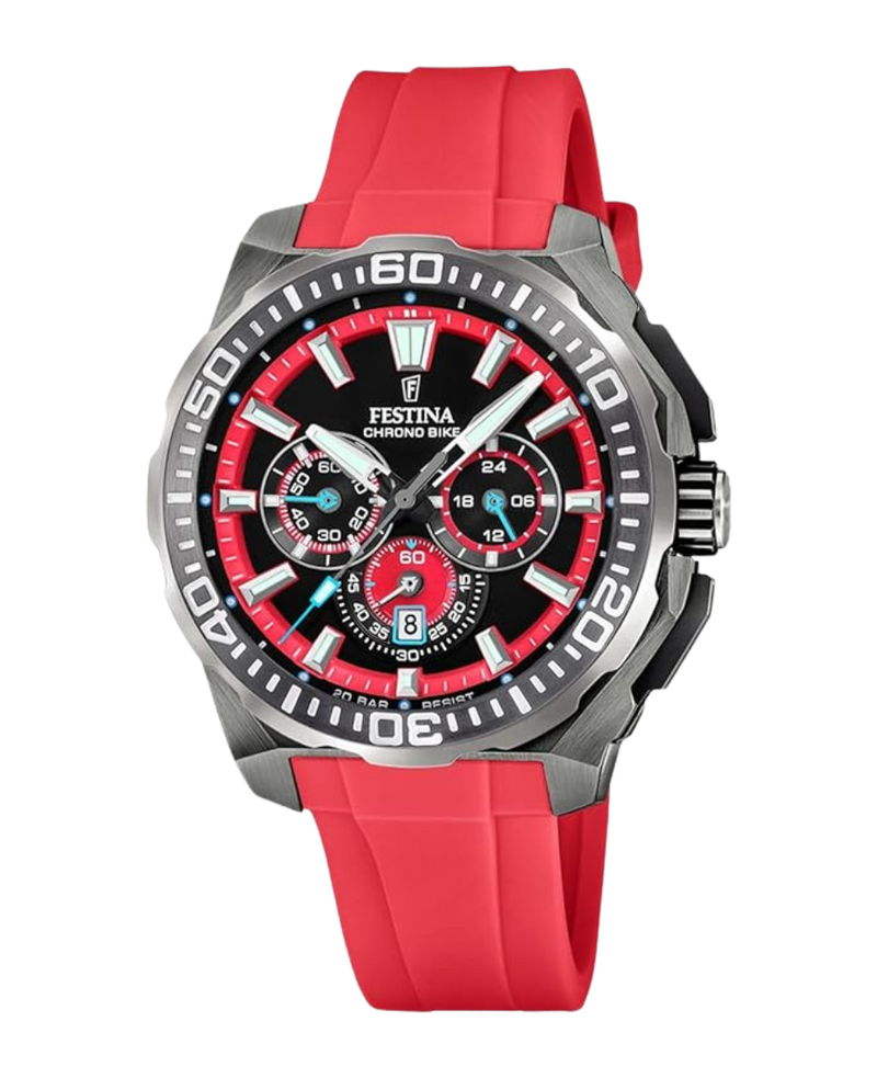 Festina Chrono Bike F20725/5 reloj hombre acero negro correa roja cronógrafo deportivo