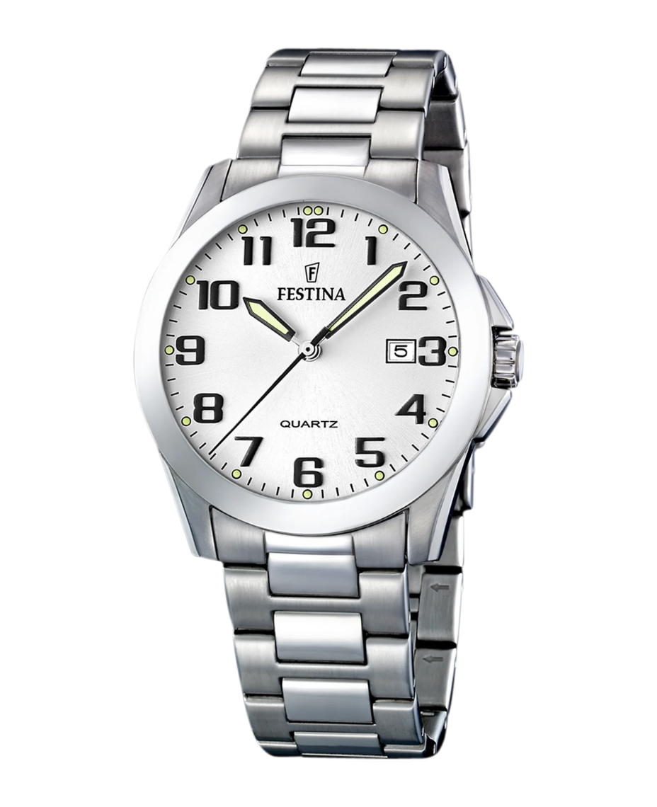 Festina Classics F16376/7 reloj hombre acero blanco esfera blanca pulsera plateada