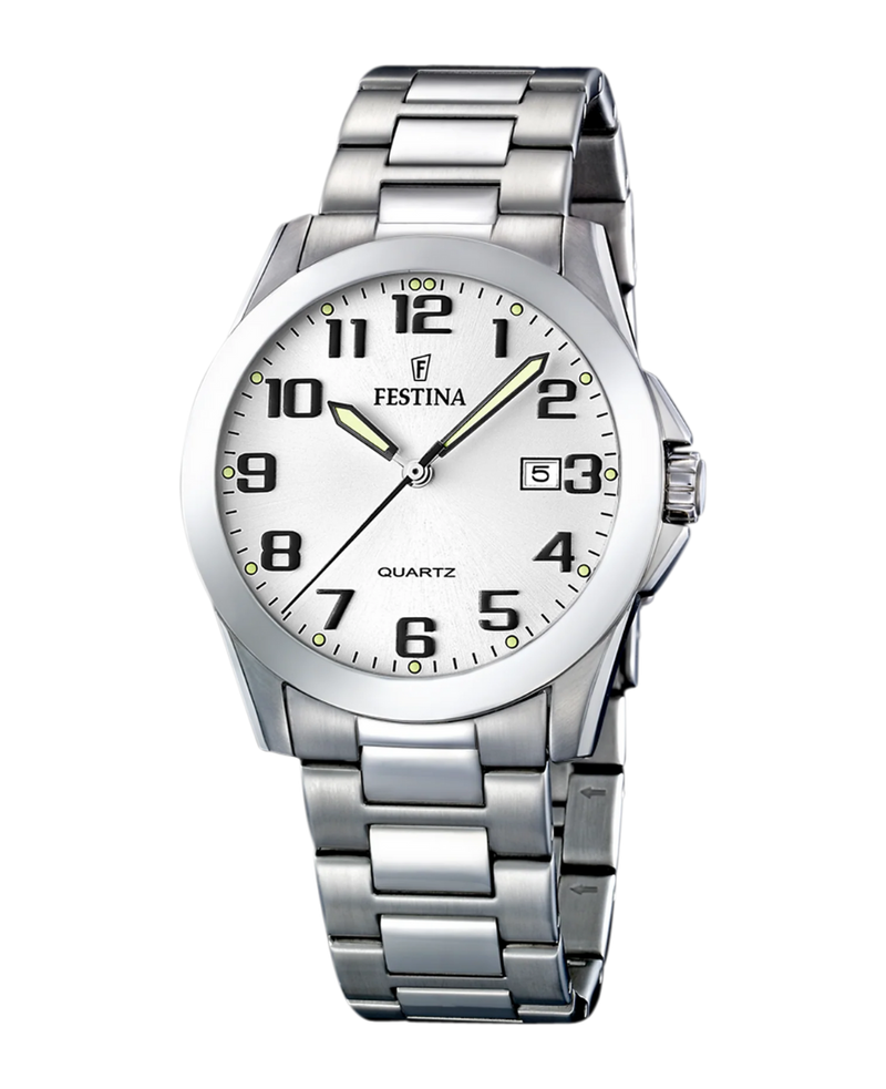 Festina Classics F16376/7 reloj hombre acero blanco esfera blanca pulsera plateada