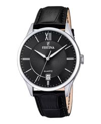 Festina Classics F20426/3 reloj hombre acero inoxidable negro con correa de piel negra