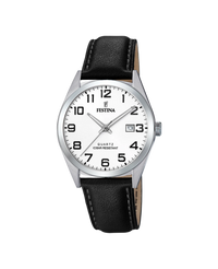 Festina Classics F20446/1 reloj hombre acero blanco correa piel negra