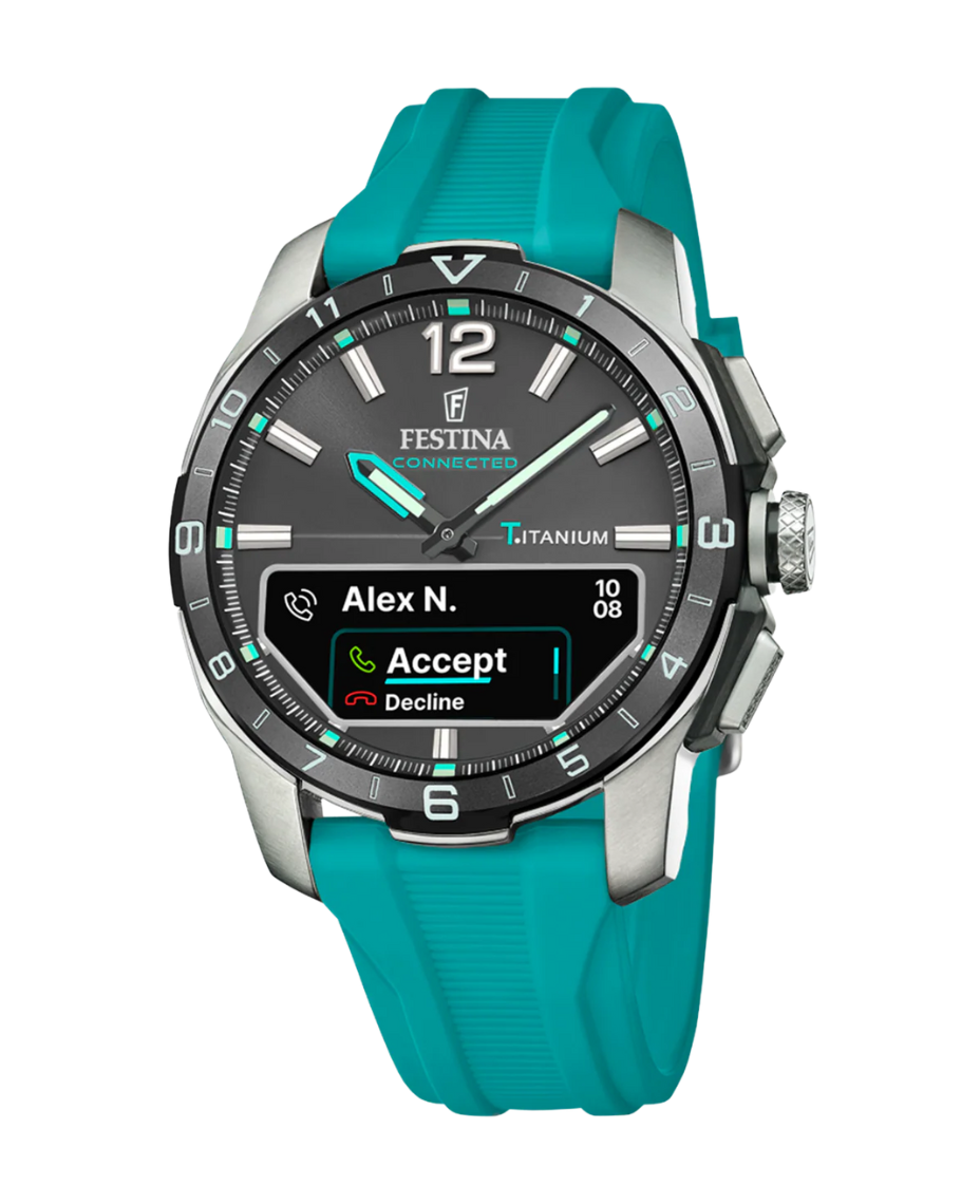 Festina Connected F23000/5 reloj hombre smartwatch titanio azul cristal zafiro correa caucho