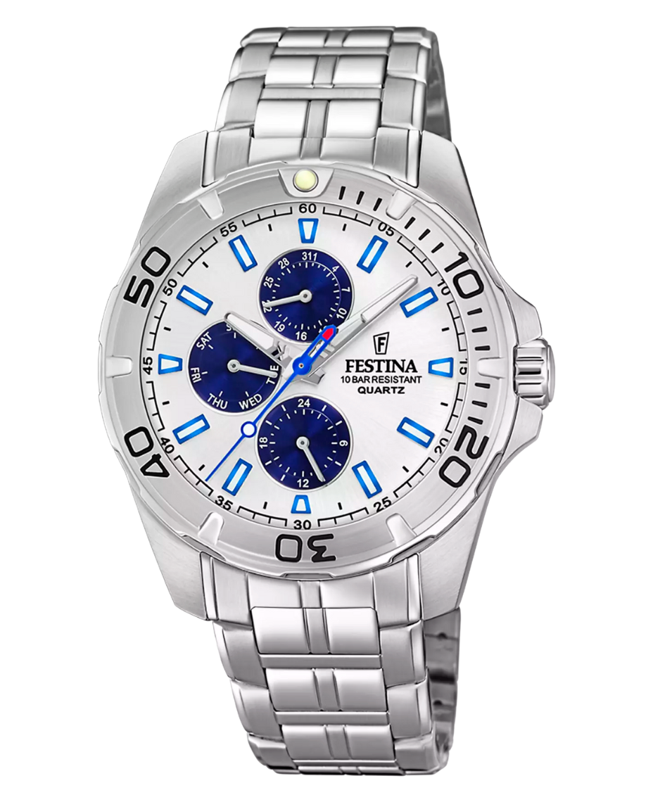 Festina F20445/1 reloj hombre acero inoxidable plateado multifunción 43mm