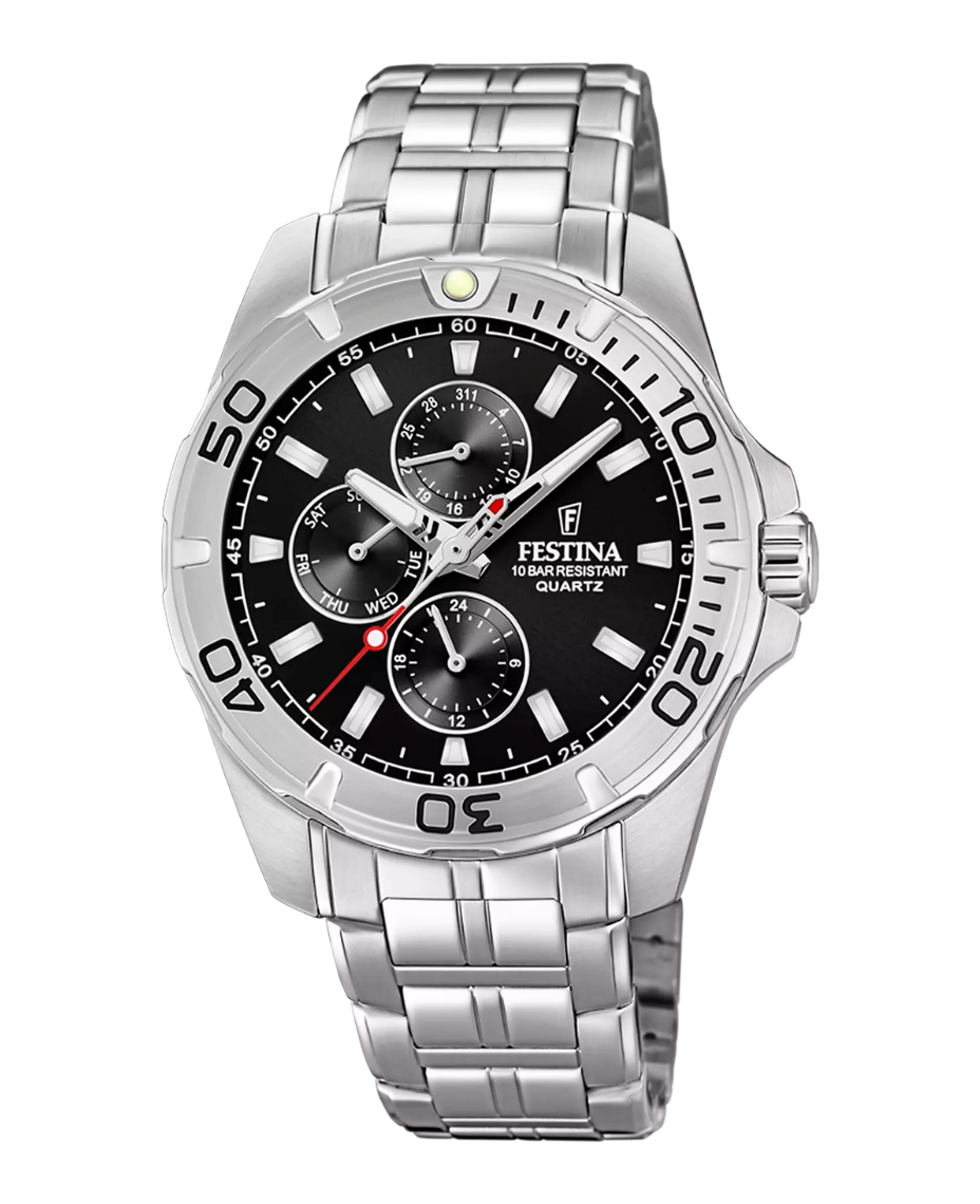 Festina F20445/3 reloj hombre multifunción acero negro plateado 43mm