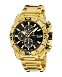 Festina Prestige F20492/4 reloj hombre cronógrafo acero negro dorado cristal zafiro