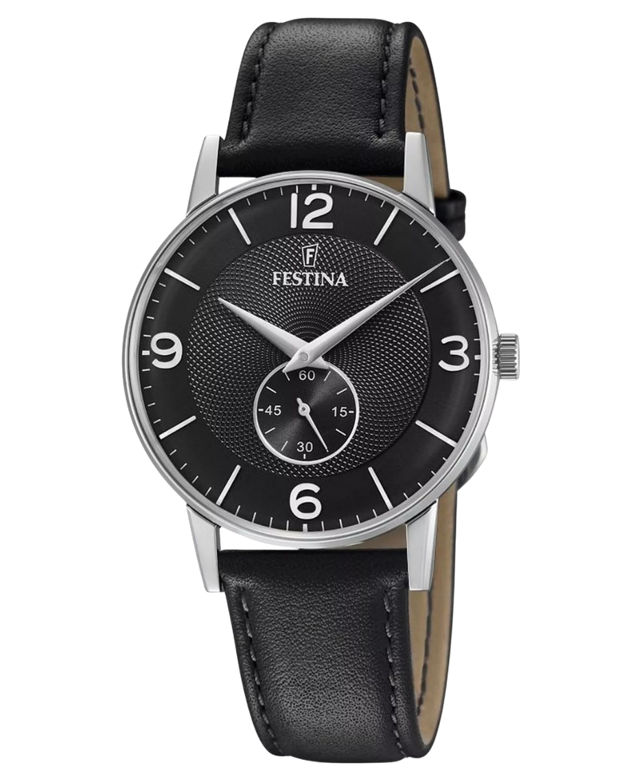 Festina Retro F20566/4 reloj hombre acero inoxidable esfera negra correa piel