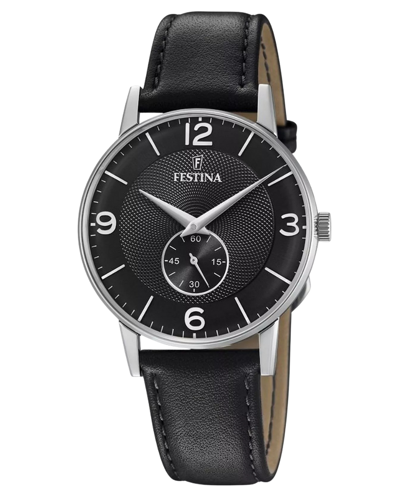Festina Retro F20566/4 reloj hombre acero inoxidable esfera negra correa piel