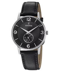 Festina Retro F20566/4 reloj hombre acero inoxidable esfera negra correa piel
