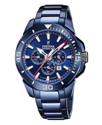 Festina cronógrafo F20643/1 reloj hombre acero azul esfera deportiva 47mm