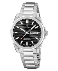 Festina Swiss Made F20073/5 reloj hombre acero plateado esfera negra