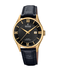 Festina Swiss Made F20010/4 reloj hombre acero negro cristal zafiro correa piel