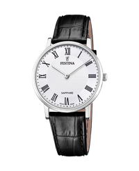 Festina Swiss Made F20012/2 reloj hombre acero blanco correa piel negra