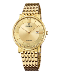 Festina Swiss Made F20020/2 reloj hombre acero plateado esfera dorada
