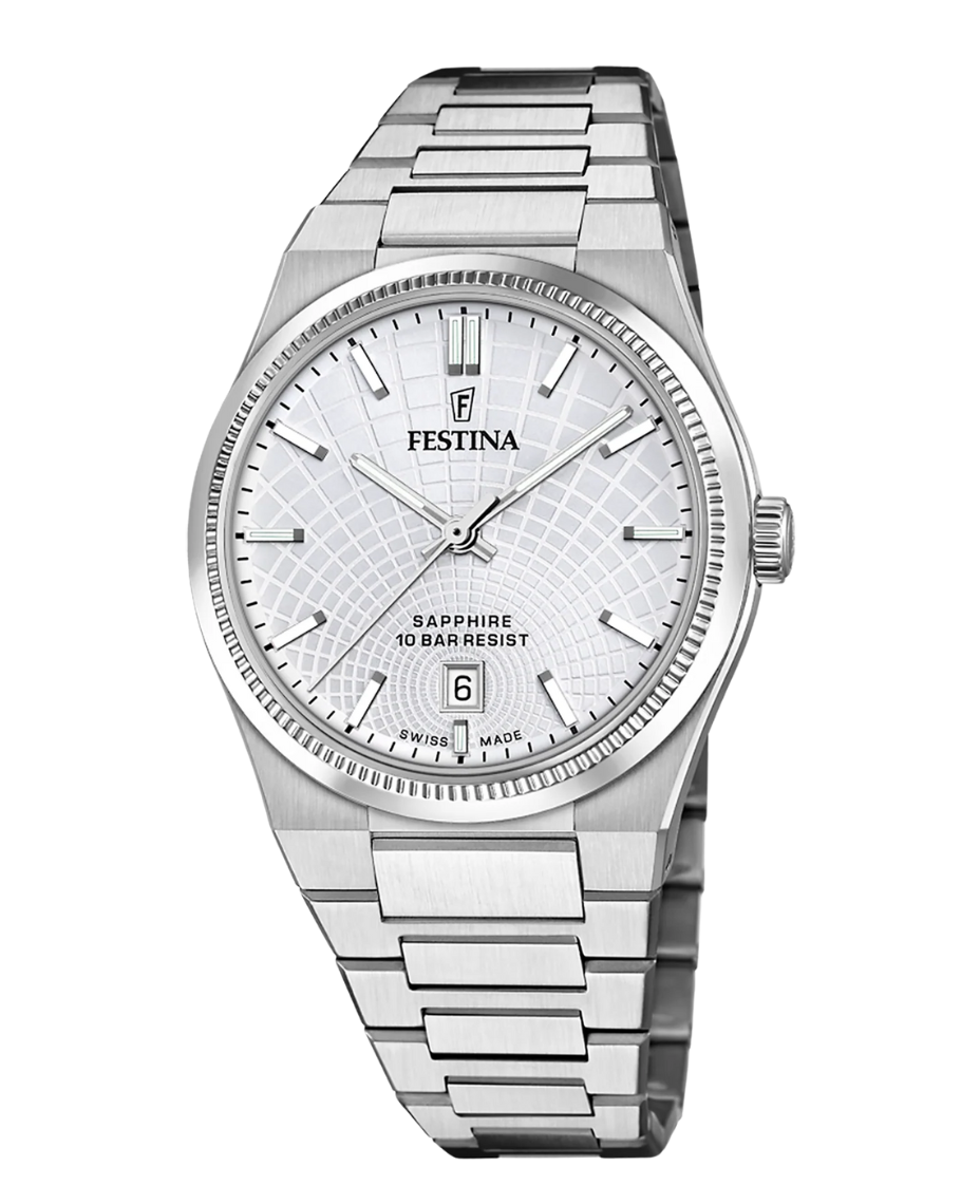 Festina Swiss Made F20051/1 reloj hombre acero plateado cristal zafiro
