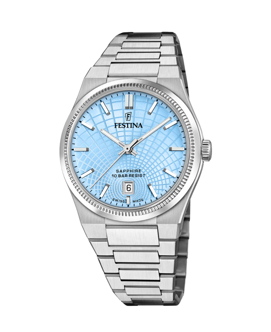 Festina Swiss Made F20051/3 reloj hombre acero esfera azul cristal zafiro