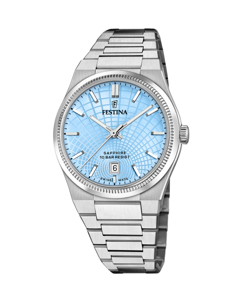 Festina Swiss Made F20051/3 reloj hombre acero esfera azul cristal zafiro