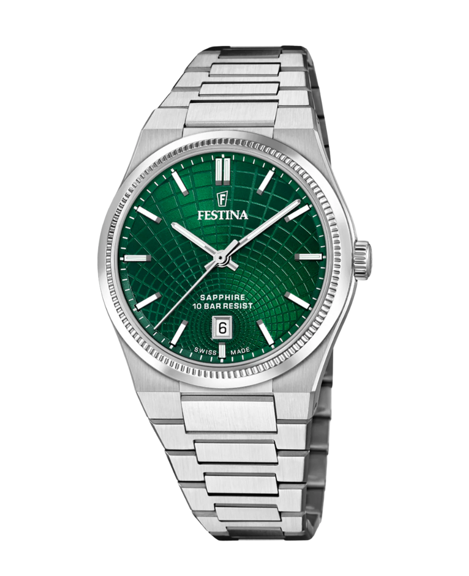 Festina Swiss Made F20051/5 reloj hombre acero esfera verde cristal zafiro