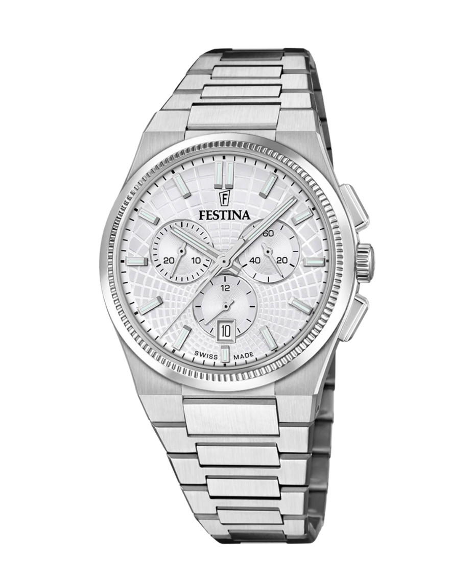 Festina Swiss Made F20059/1 reloj hombre cronógrafo acero plateado cristal zafiro