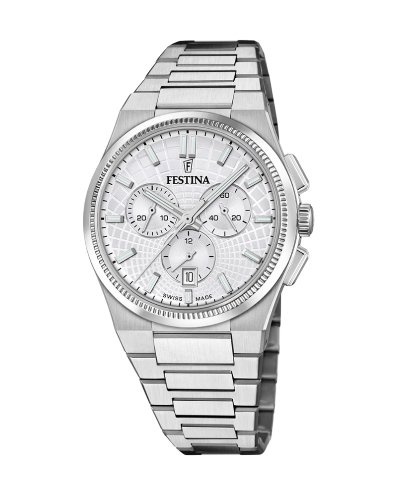 Festina Swiss Made F20059/1 reloj hombre cronógrafo acero plateado cristal zafiro