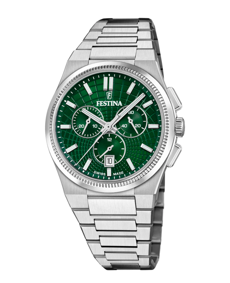 Festina Swiss Made F20059/3 reloj hombre acero cronógrafo esfera verde