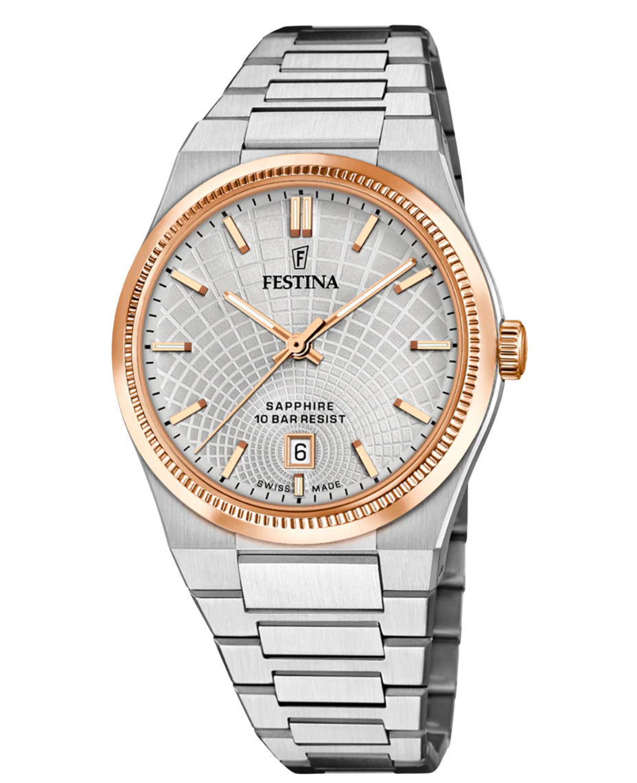 Festina Swiss Made F20065/1 reloj hombre acero plateado manufactura suiza cristal zafiro