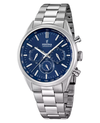 Festina F16820/2 reloj hombre cronógrafo acero azul plateado 43.5mm