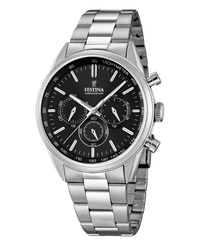 Festina F16820/4 reloj hombre cronógrafo acero negro plateado 43.5mm