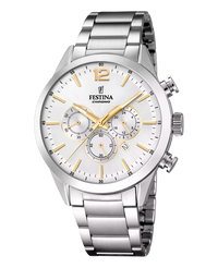 Festina cronógrafo F20343/1 reloj hombre acero plateado deportivo