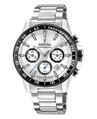 Festina F20560/1 reloj hombre cronógrafo acero inoxidable 45mm esfera plateada