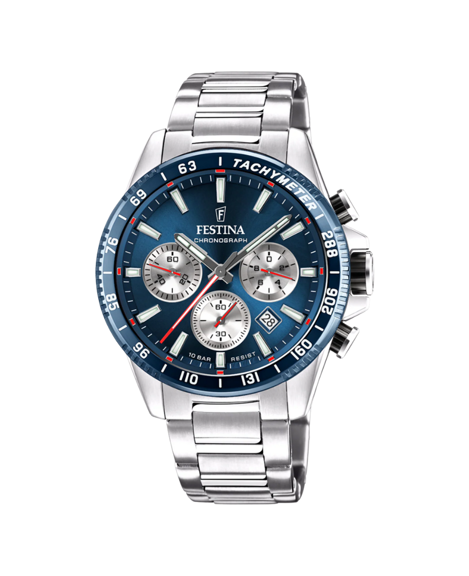 Festina F20560/2 reloj cronógrafo hombre acero esfera azul 45mm