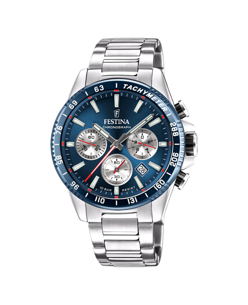 Festina F20560/2 reloj cronógrafo hombre acero esfera azul 45mm