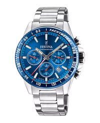 Festina F20560/3 reloj cronógrafo hombre acero inoxidable esfera azul 45mm deportivo