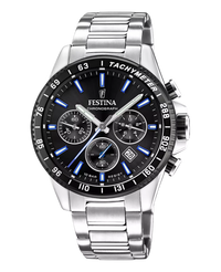 Festina F20560/5 reloj hombre cronógrafo acero negro plateado 45mm