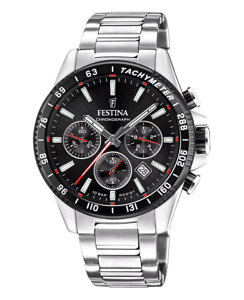 Festina F20560/6 reloj hombre cronógrafo acero negro esfera deportiva 45mm