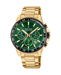Festina F20634/4 reloj hombre cronógrafo acero verde militar con detalles dorados