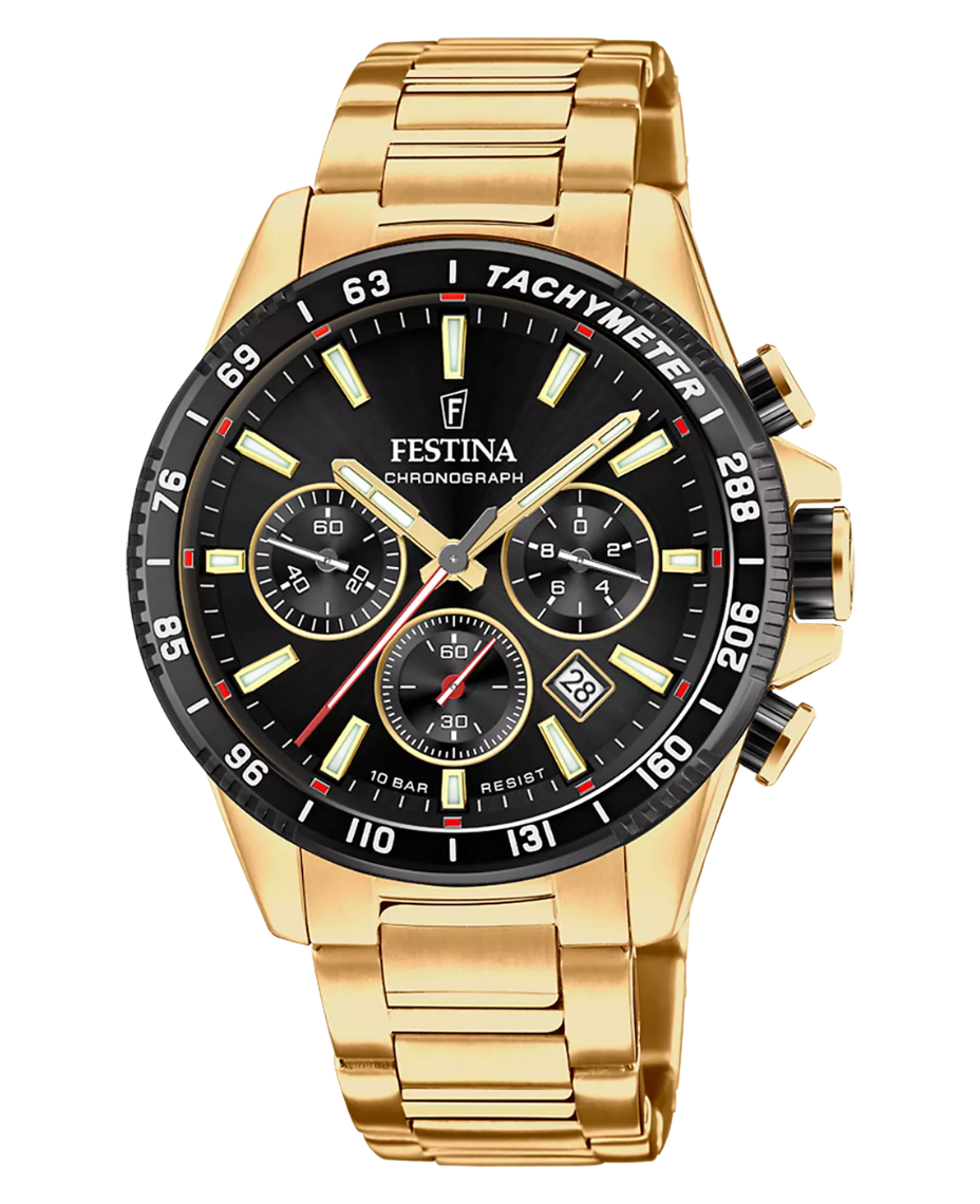 Festina Cronógrafo F20634/5 reloj hombre acero bicolor esfera negra