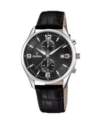 Festina F6855/8 reloj hombre cronógrafo acero negro correa piel 42mm