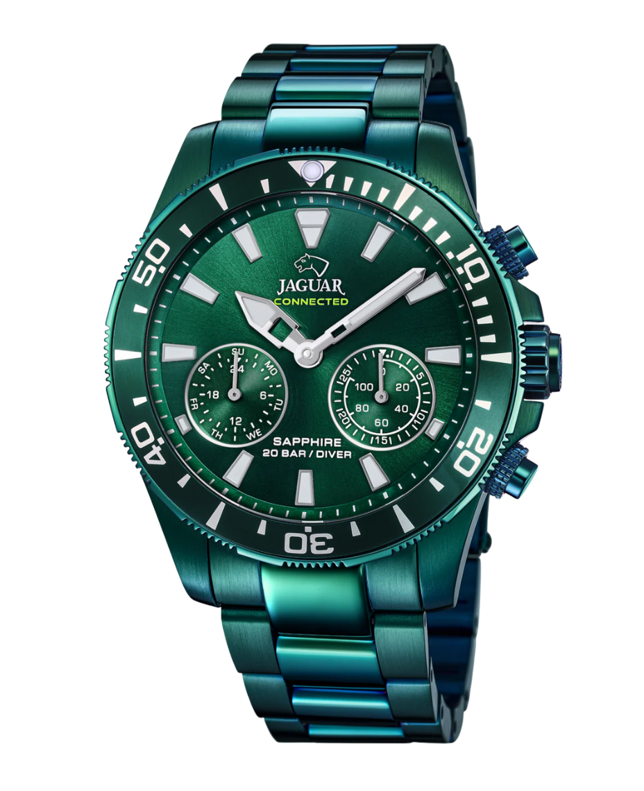 Jaguar Connected J990/1 reloj smartwatch hombre acero verde cristal zafiro