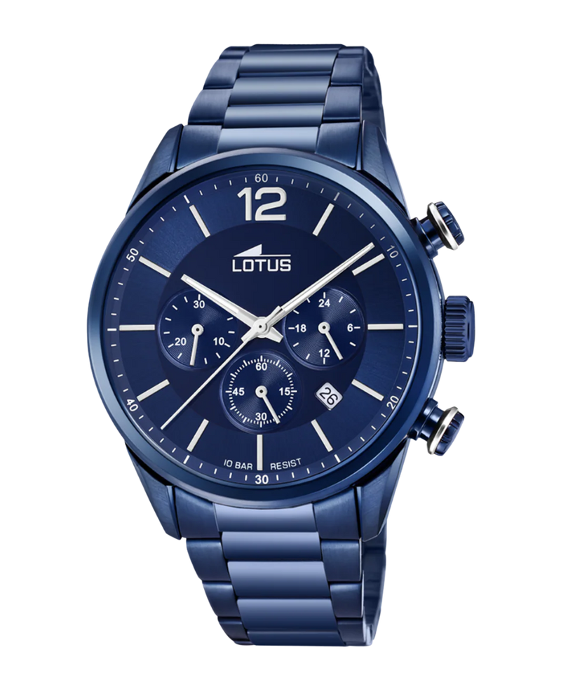Lotus Chrono 18680/1 reloj hombre acero azul cronógrafo 43mm