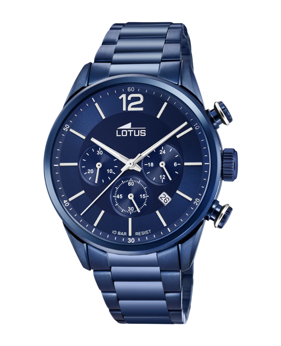 Lotus Chrono 18680/1 reloj hombre acero azul cronógrafo 43mm